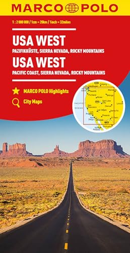 MARCO POLO Kontinentalkarte USA West 1:2 Mio.: Pazifikküste, Sierra Nevada, Rocky Mountains von MAIRDUMONT